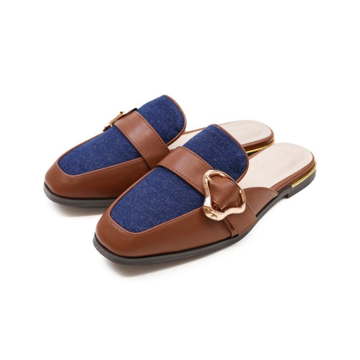 デニム | モチーフバックルベルトローファースリッパ | VIVIAN COLLECTION