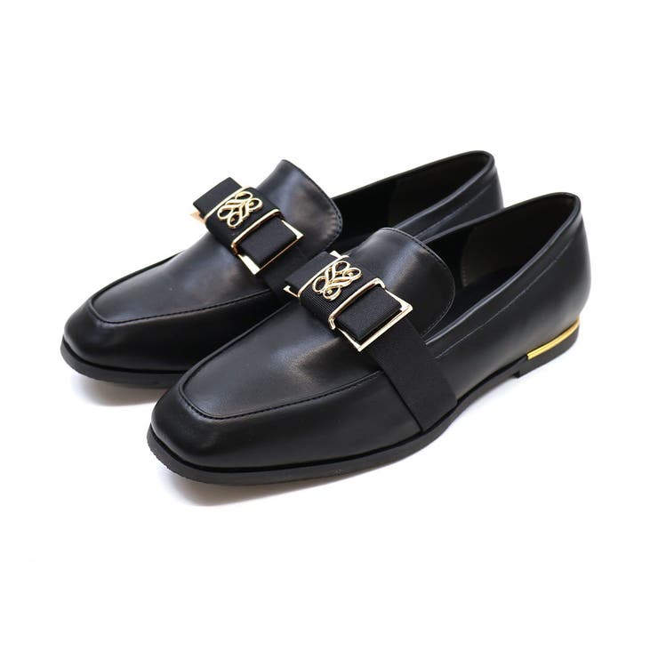 ブラック | ゴールドモノグラムリボンローファー | VIVIAN COLLECTION