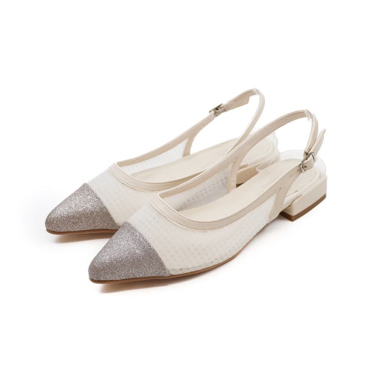 アイボリー | シアーバイカラースリングバックパンプス | VIVIAN COLLECTION