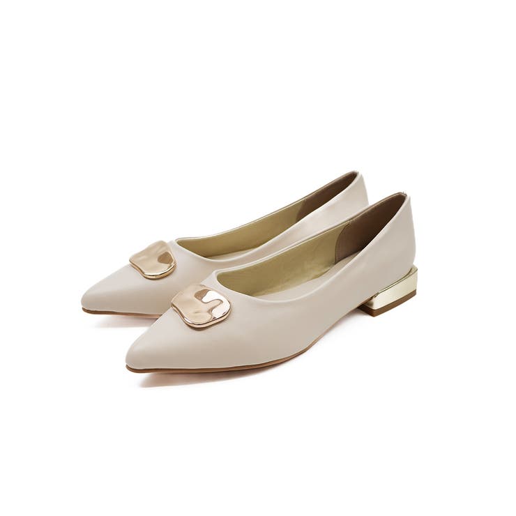 アイボリーPU | ポインテッドトゥニュアンスモチーフパンプス | VIVIAN COLLECTION