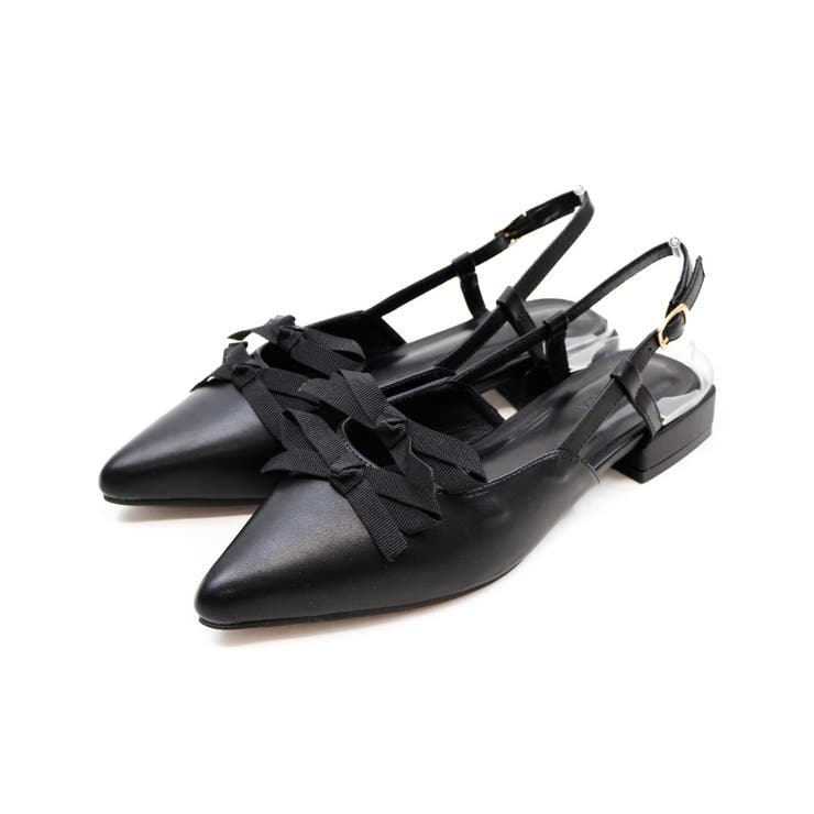 ブラック | ダブルリボンスリングバックパンプス | VIVIAN COLLECTION