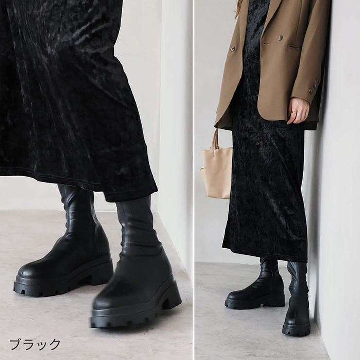 厚底ストレッチミドルブーツ[品番：VIVS0009756]｜VIVIAN