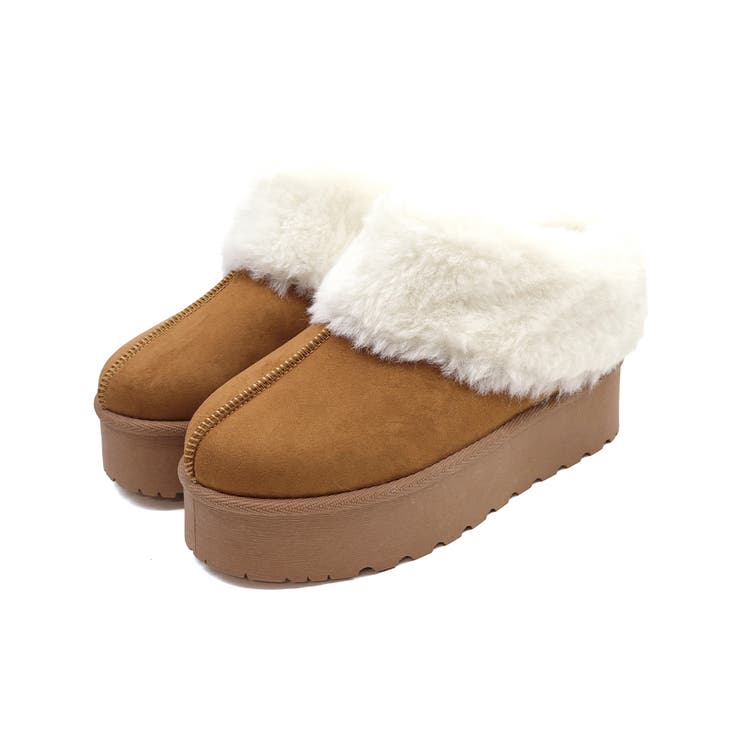 キャメルスエード | 厚底サボムートンブーツ | VIVIAN COLLECTION