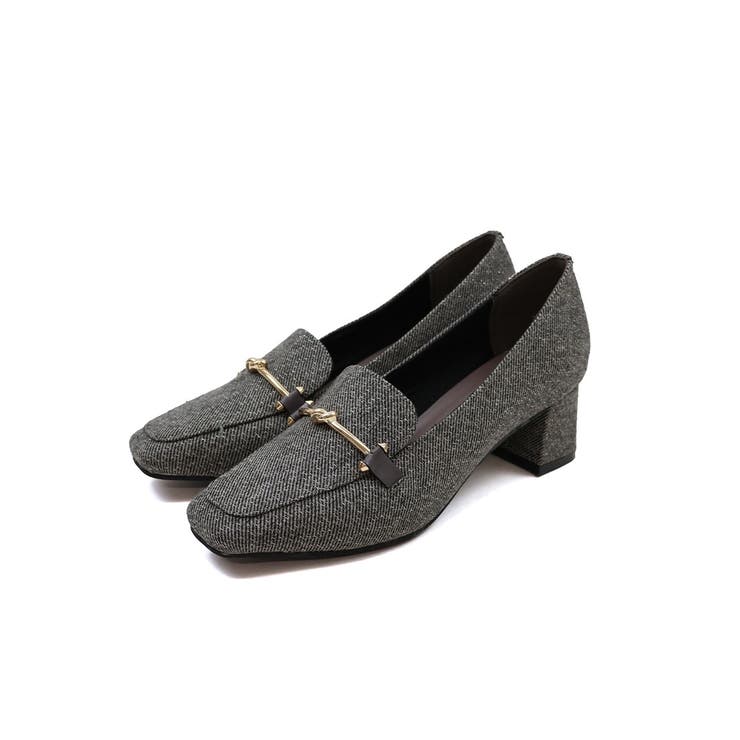 グレーコンビ | スクエアトゥビット付きローファーパンプス | VIVIAN COLLECTION