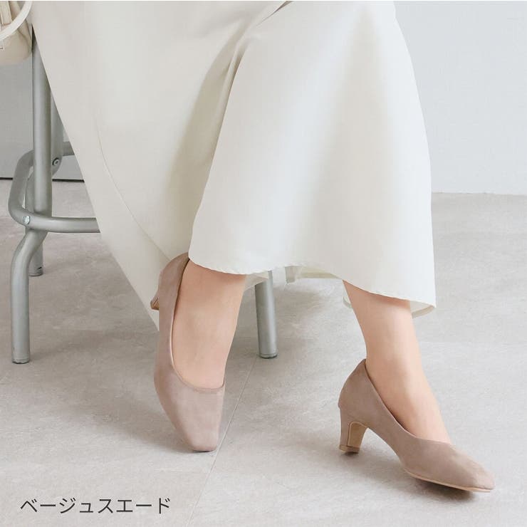 履きごこちやみつき感激】スクエアトゥ5cmプレートヒール