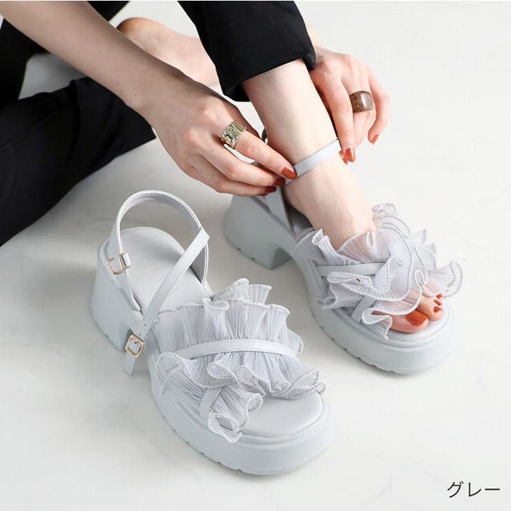 シアークロスフリル厚底ストラップサンダル | VIVIAN COLLECTION | 詳細画像17 