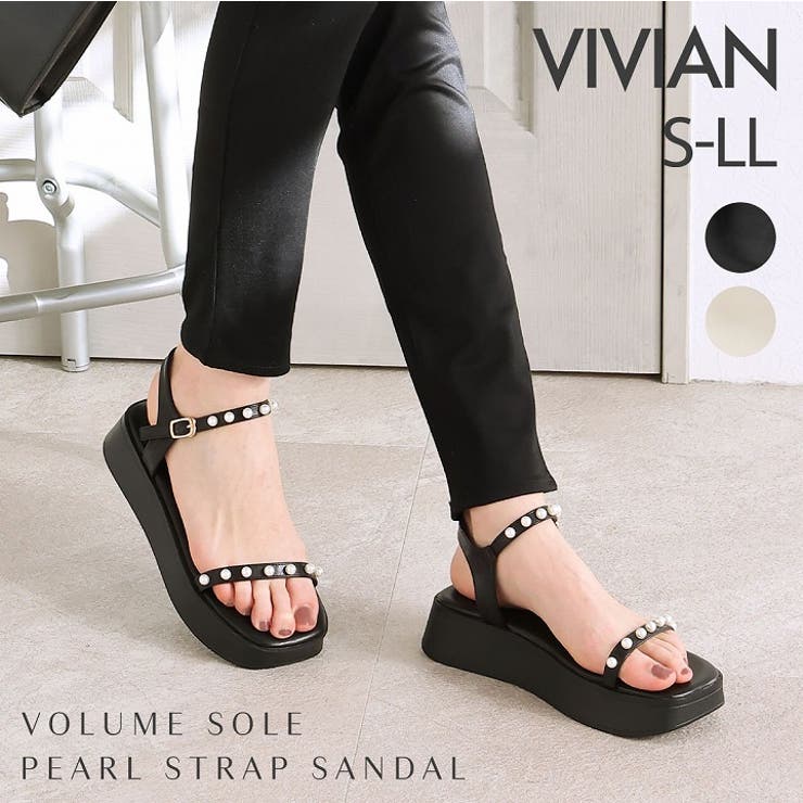 厚底パールアンクルストラップサンダル | VIVIAN COLLECTION | 詳細画像1 