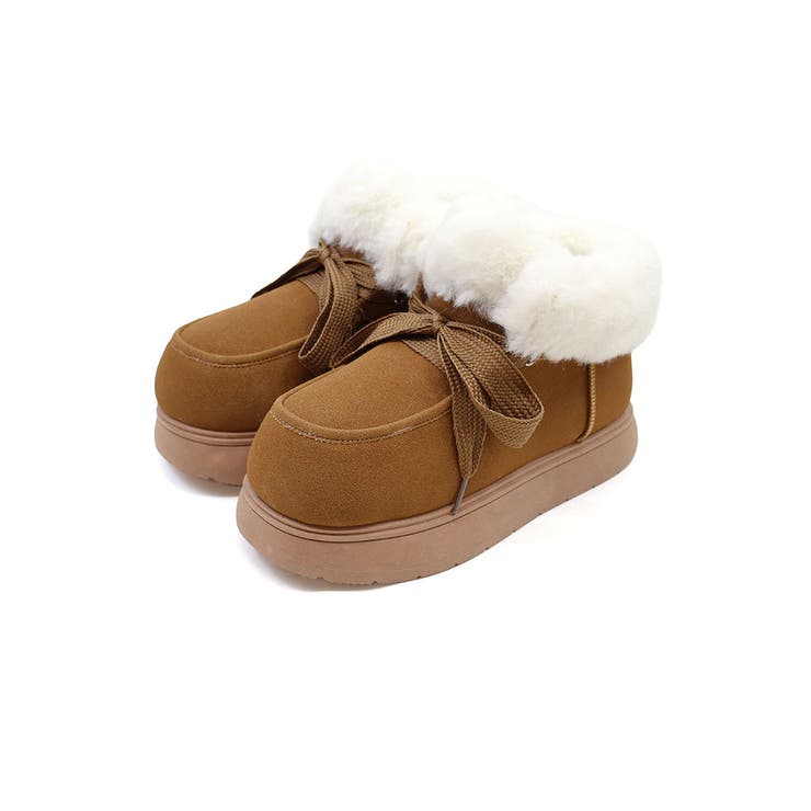 キャメル | もふぽかリボン厚底ムートンブーツ | VIVIAN COLLECTION