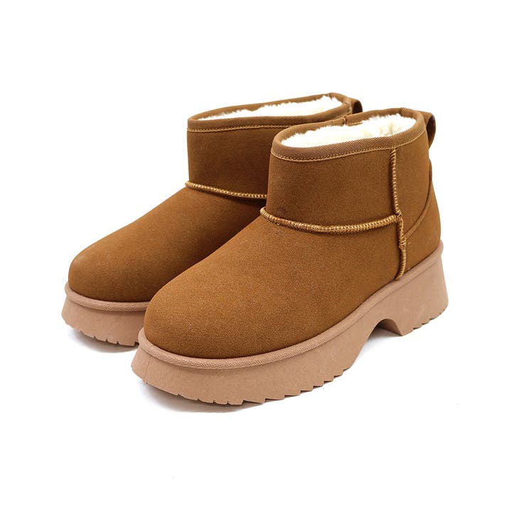 もふぽか厚底5.5cmチャンキーヒールムートンブーツ[品番：VIVS0010109