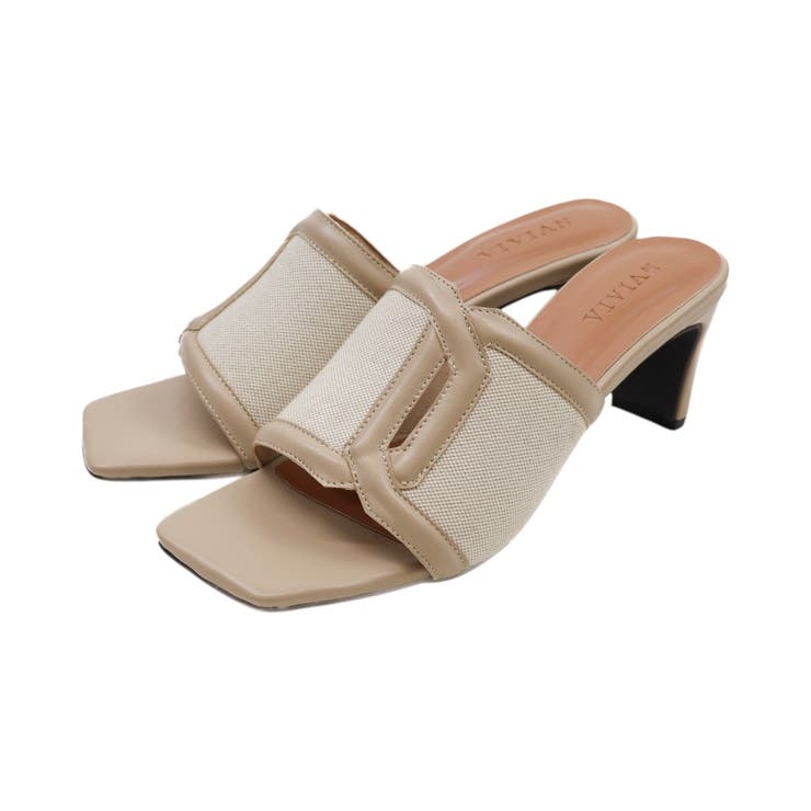 ベージュコンビ | カットアウト異素材コンビミュールサンダル | VIVIAN COLLECTION