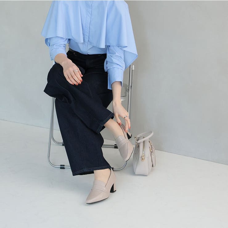 スクエアトゥデザインヒールローファーパンプス | VIVIAN COLLECTION | 詳細画像16 