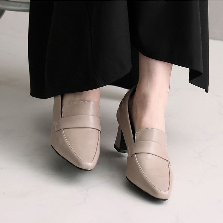 スクエアトゥデザインヒールローファーパンプス | VIVIAN COLLECTION | 詳細画像8 