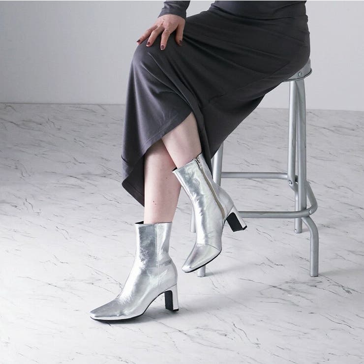 スクエアトゥプレートヒールショートブーツ | VIVIAN COLLECTION | 詳細画像14 