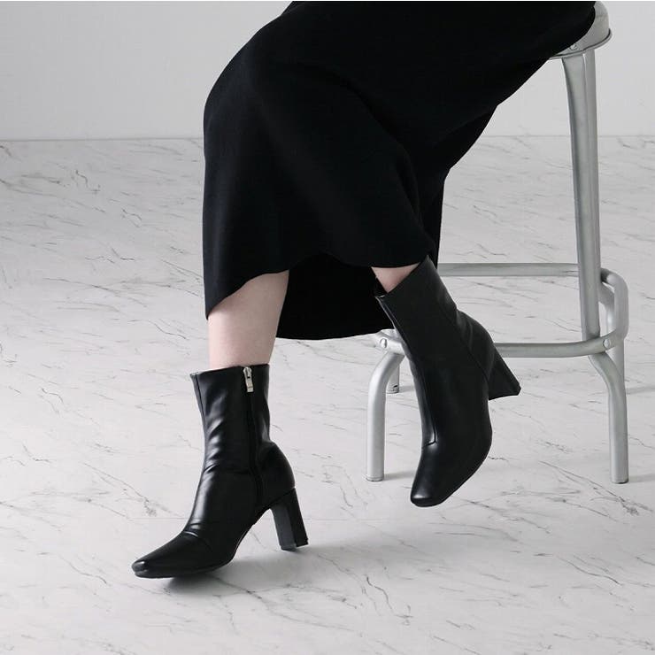 スクエアトゥプレートヒールショートブーツ | VIVIAN COLLECTION | 詳細画像5 