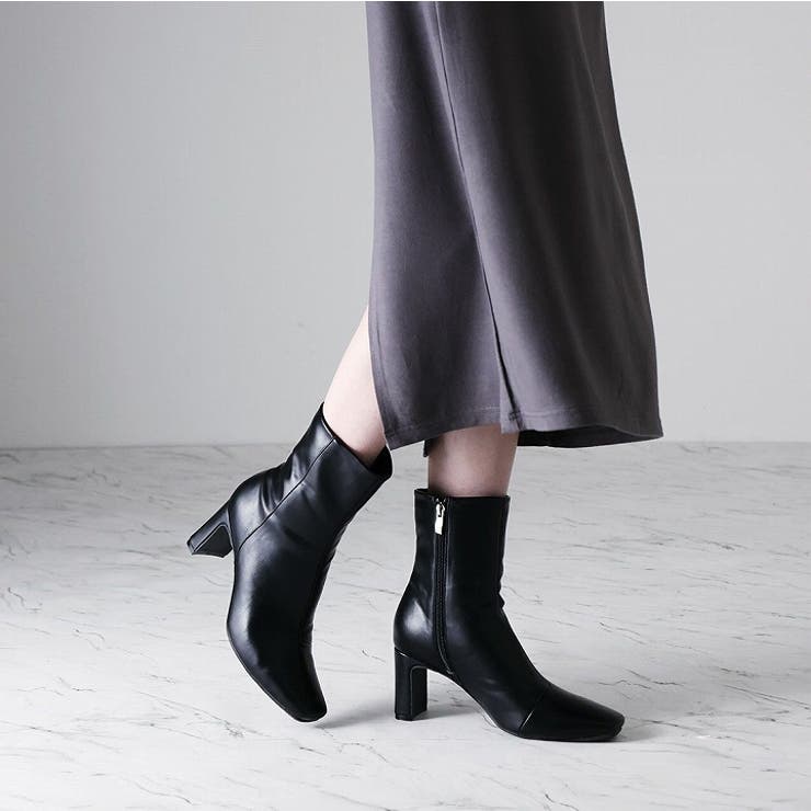 スクエアトゥプレートヒールショートブーツ | VIVIAN COLLECTION | 詳細画像9 