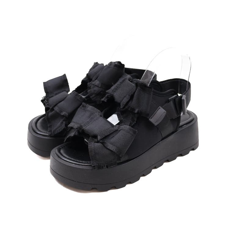 ブラック | ダブルビッグリボン厚底サンダル | VIVIAN COLLECTION