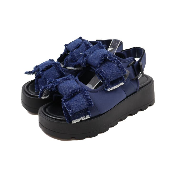 デニム | ダブルビッグリボン厚底サンダル | VIVIAN COLLECTION