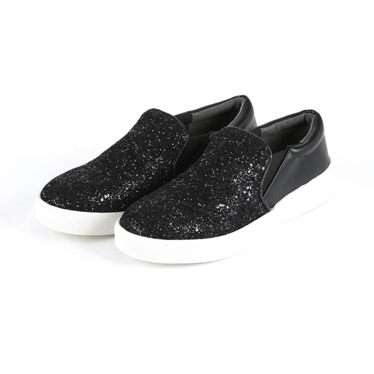 ブラックグリッター | ローテクスリッポンスニーカー | VIVIAN COLLECTION