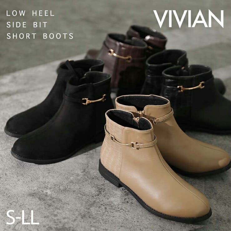 軽量ソール＆ローヒールサイドビット付きショートブーツ | VIVIAN COLLECTION | 詳細画像1 