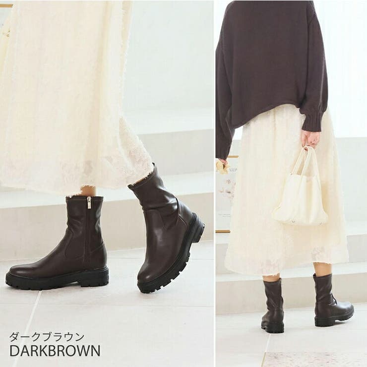 厚底ストレッチショートブーツ[品番：VIVS0009646]｜VIVIAN