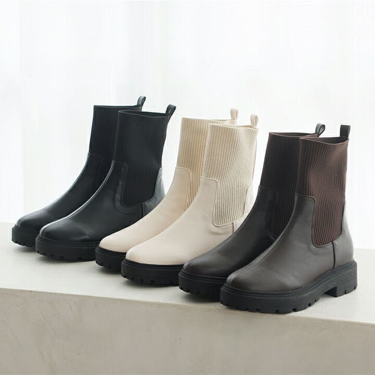 厚底ニットミドルブーツ[品番：VIVS0009847]｜VIVIAN COLLECTION