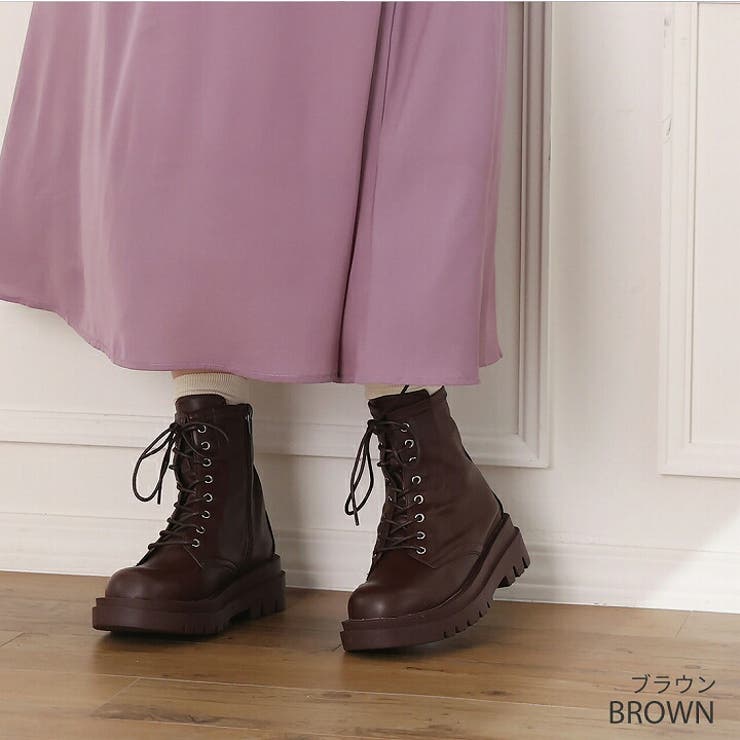 厚底レースアップストレッチショートブーツ | VIVIAN COLLECTION | 詳細画像14 