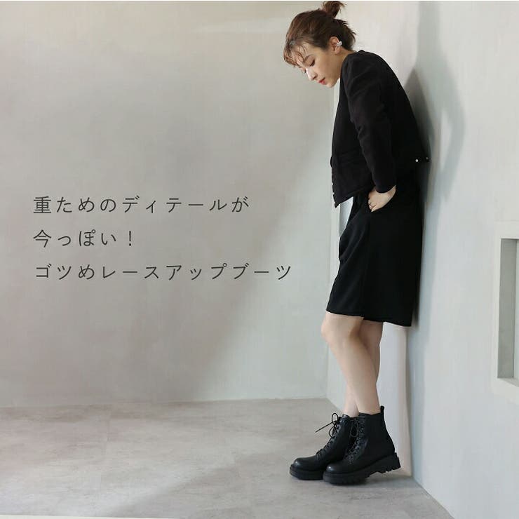 厚底レースアップストレッチショートブーツ | VIVIAN COLLECTION | 詳細画像5 
