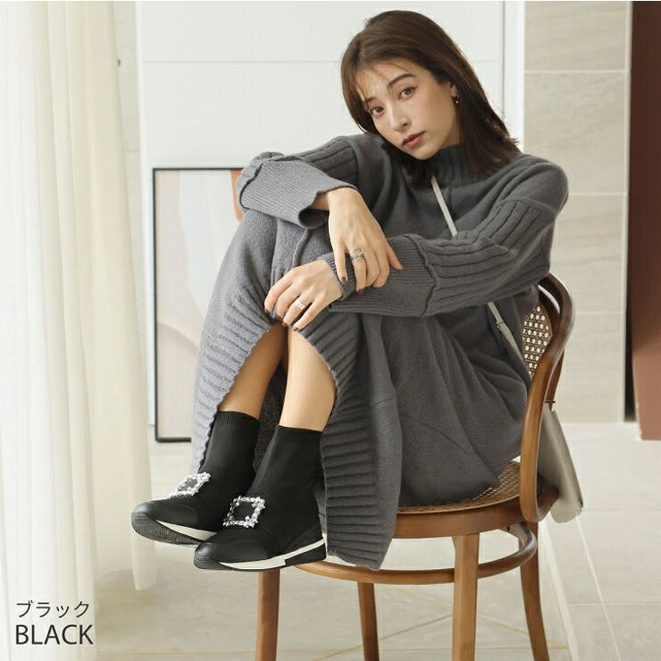 ビジューバックルゴムニットブーツ[品番：VIVS0009858]｜VIVIAN