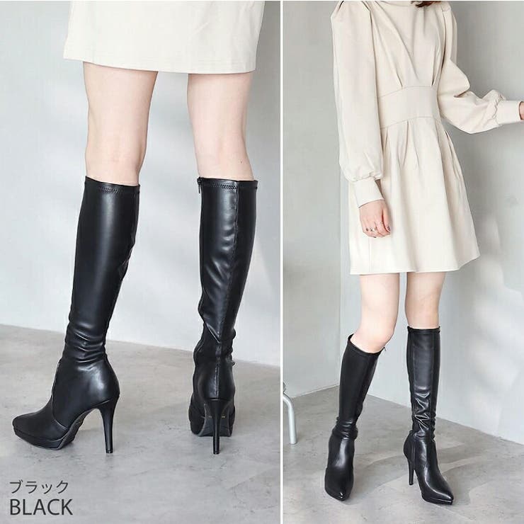 ポインテッドトゥプラットフォームストレッチロングブーツ[品番：VIVS0009752]｜VIVIAN COLLECTION（ヴィヴィアンコレクション  ）のレディースファッション通販｜SHOPLIST（ショップリスト）