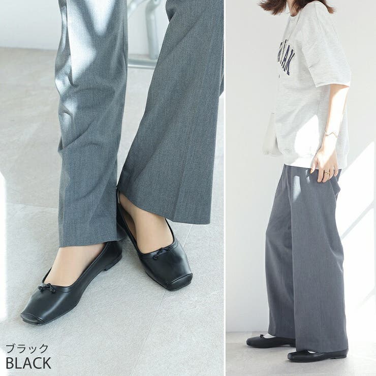 スクエアトゥソフトタッチフラットバレエシューズ[品番