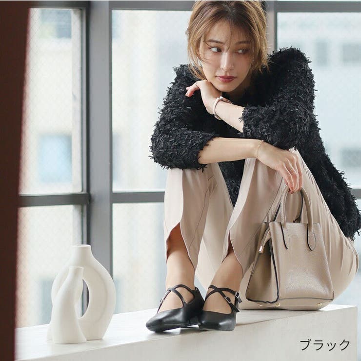 スクエアトゥクロスストラップパンプス[品番：VIVS0009914