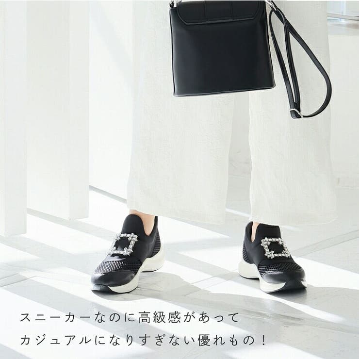 ビジューバックルゴムスリッポンスニーカー[品番:VIVS0000695 ビジューバックルゴムスリッポンスニーカー[品番:VIVS0000695