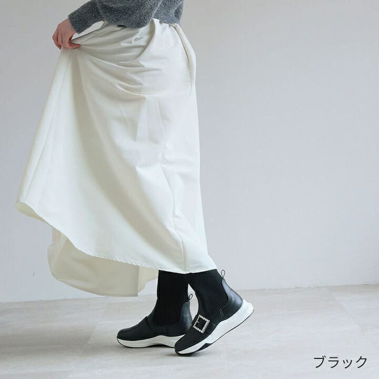 厚底ビジューバックルニットスニーカーブーツ[品番：VIVS0009956