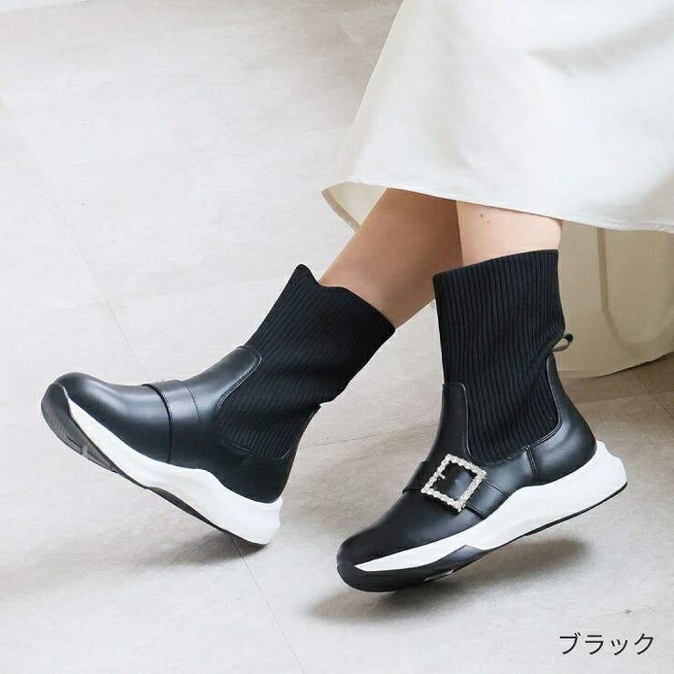 厚底ビジューバックルニットスニーカーブーツ | VIVIAN COLLECTION | 詳細画像17 