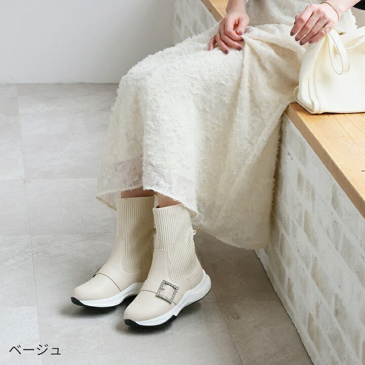 厚底ビジューバックルニットスニーカーブーツ | VIVIAN COLLECTION | 詳細画像20 
