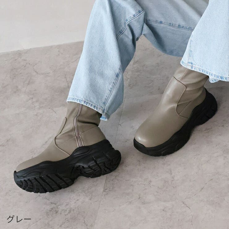 厚底ストレッチスニーカーショートブーツ[品番：VIVS0009947