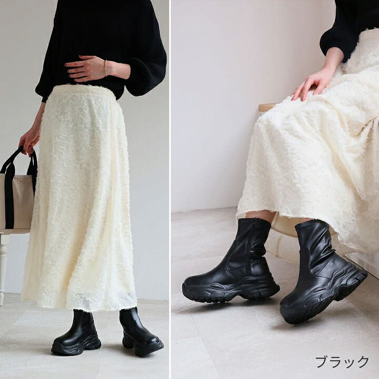 厚底ストレッチスニーカーショートブーツ[品番：VIVS0009947