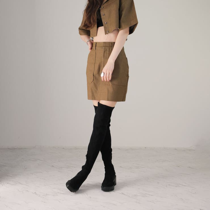 スクエアトゥ厚底ストレッチニーハイブーツ | VIVIAN COLLECTION | 詳細画像18 