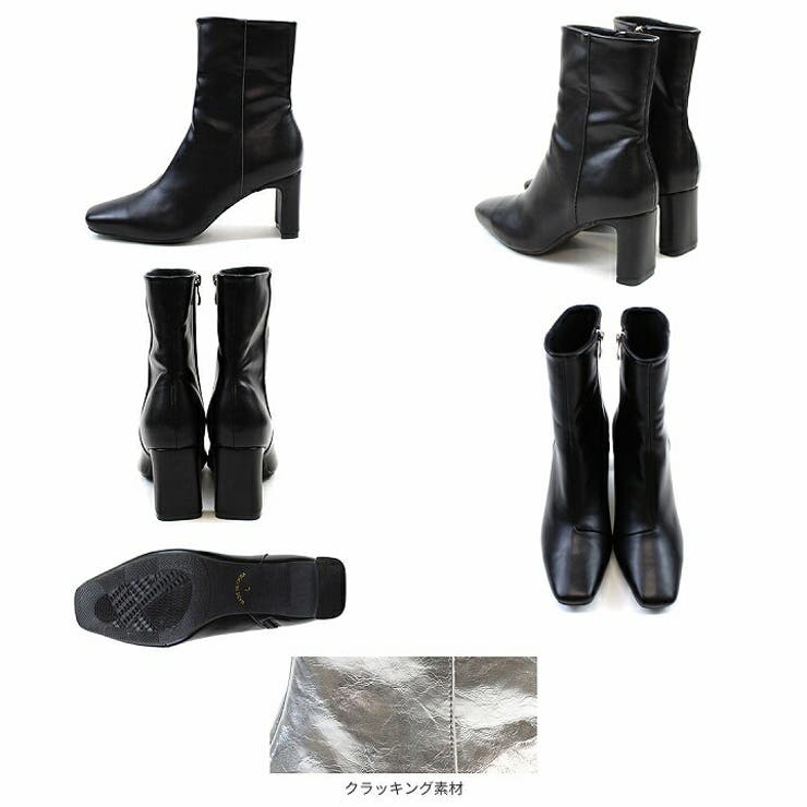 スクエアトゥプレートヒールショートブーツ | VIVIAN COLLECTION | 詳細画像3 