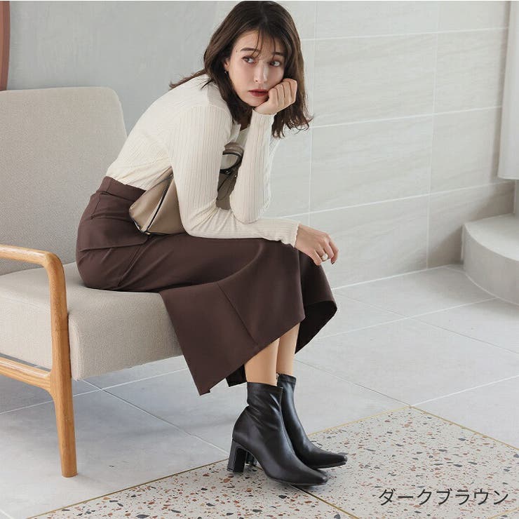 スクエアトゥプレートヒールストレッチショートブーツ[品番：VIVS0009854]｜VIVIAN COLLECTION（ヴィヴィアンコレクション  ）のレディースファッション通販｜SHOPLIST（ショップリスト）