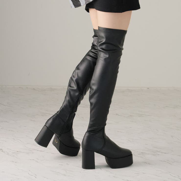 厚底プラットフォームストレッチニーハイブーツ | VIVIAN COLLECTION | 詳細画像15 
