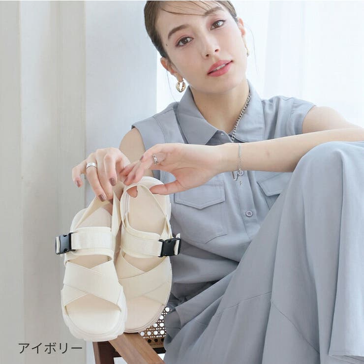 厚底クロスバンドダッドスポーツサンダル[品番：VIVS0009898]｜VIVIAN