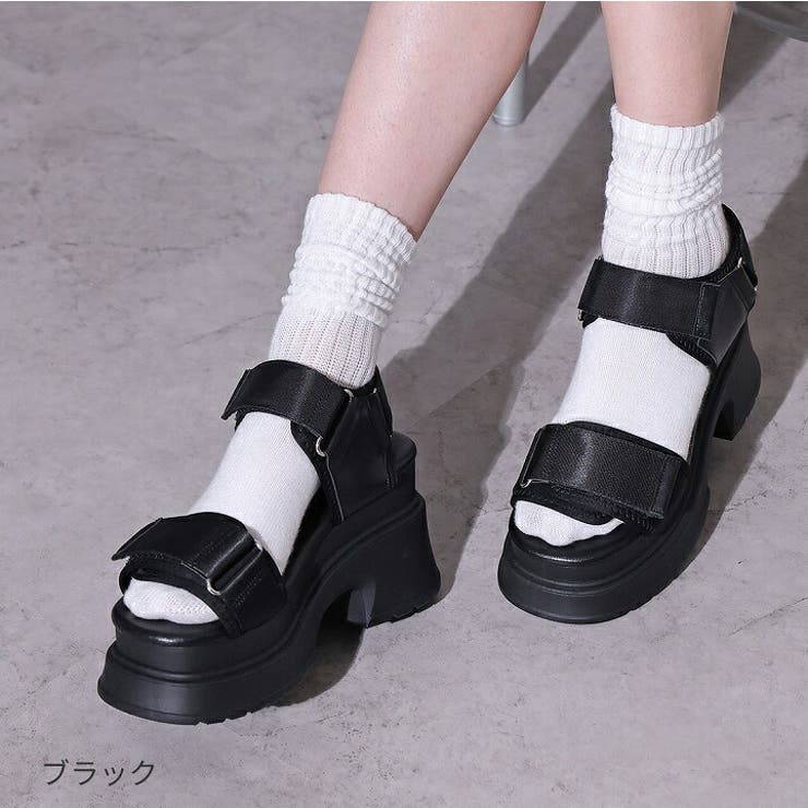 厚底プラットフォームベルクロダッドサンダル[品番：VIVS0009892