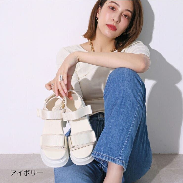 厚底プラットフォームベルクロダッドサンダル[品番：VIVS0009892