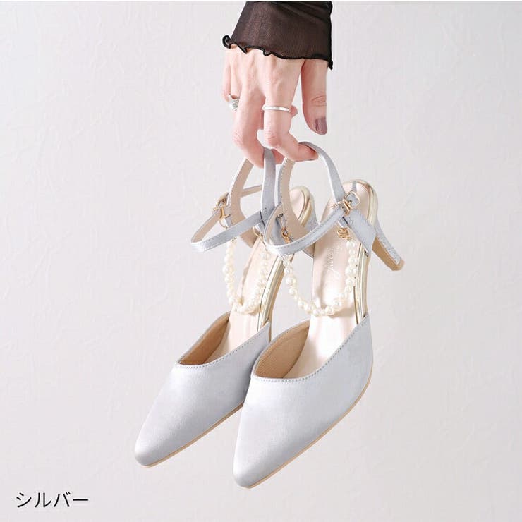 美品 viel Huld フォーマル ストリップ パンプス パンプス バックストラップ 靴 レディース オープントゥ 黒 6.5
