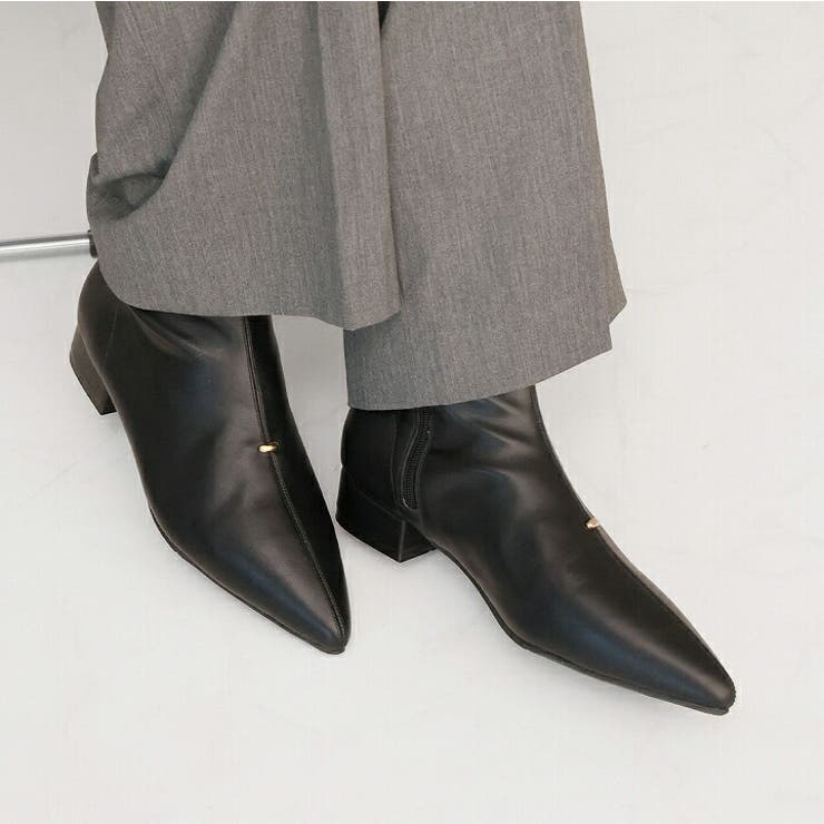 ポインテッドトゥゴールドアクセントストレッチショートブーツ | VIVIAN COLLECTION | 詳細画像11 