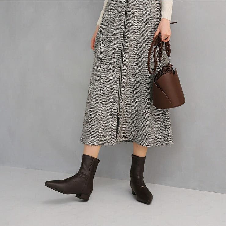 ポインテッドトゥゴールドアクセントストレッチショートブーツ | VIVIAN COLLECTION | 詳細画像12 