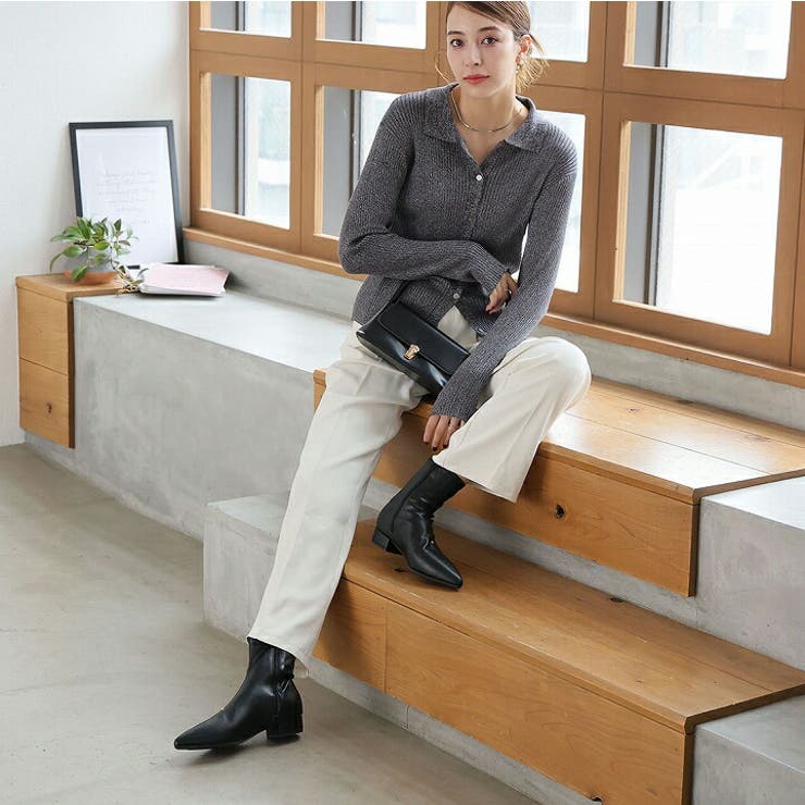 ポインテッドトゥゴールドアクセントストレッチショートブーツ | VIVIAN COLLECTION | 詳細画像19 