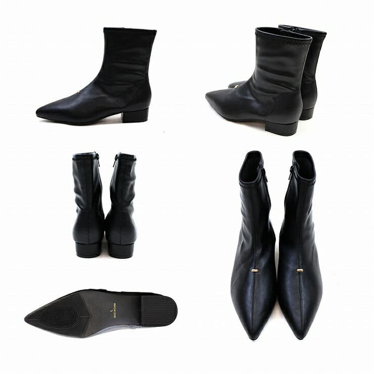 ポインテッドトゥゴールドアクセントストレッチショートブーツ | VIVIAN COLLECTION | 詳細画像3 