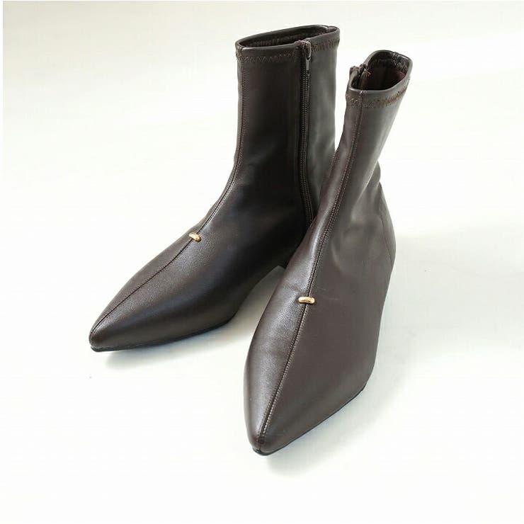 ポインテッドトゥゴールドアクセントストレッチショートブーツ | VIVIAN COLLECTION | 詳細画像6 